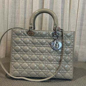 Dior Gray Tote with Signature Cannage Quilting